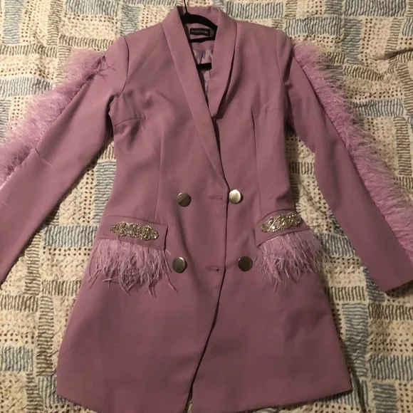 pretty little thing red blazer dress PrettyLittleThing Women's Shape Tailored Cocoon Sleeve A Line Blazer Dress in Berry